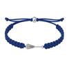 navy blue rowing bracelet with silver oar charm, adjustable for all sizes