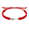 Red rowing bracelet with silver oar charm and braided rope cord for rowers and fans.
