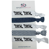 Set of Rowing Hair Ties with 'CREW' design, no crease elastic ponytail holders for rowers and crew teams.