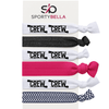 Set of 6 rowing hair ties with 'CREW' print, ideal gift for girls in boat teams and crew sports.