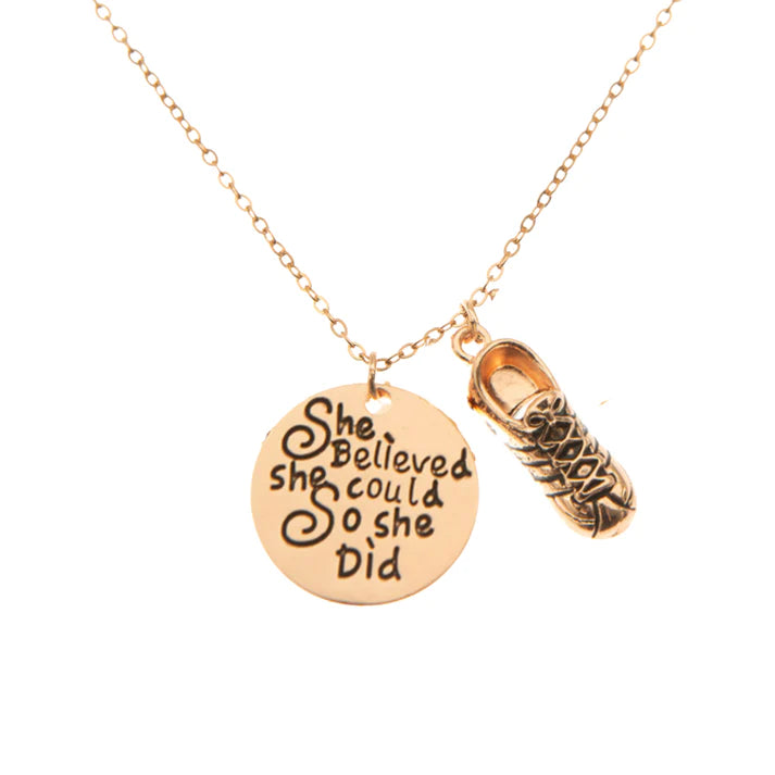 Runner She Believed She Could So She Did Charm Necklace