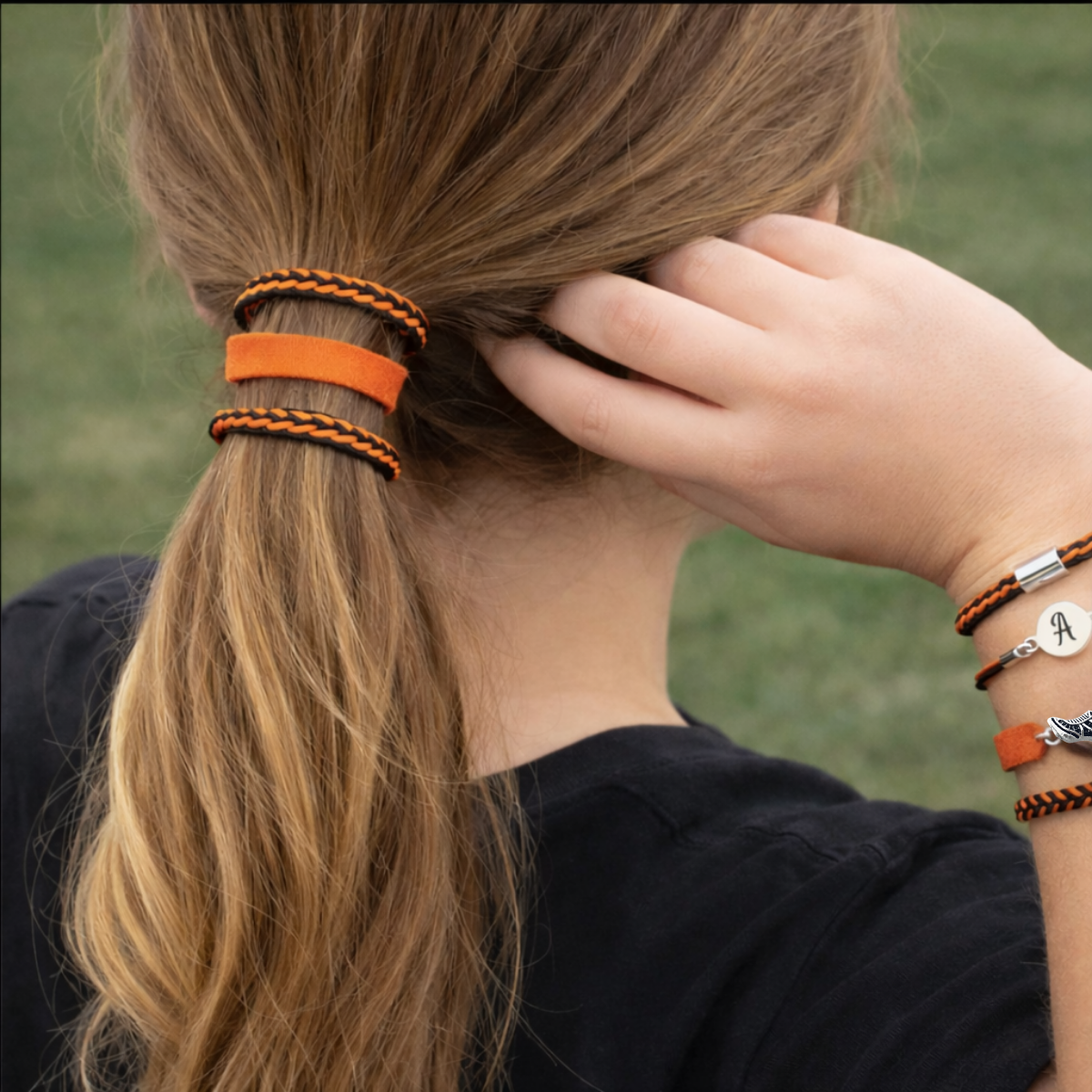 Personalized Track Runner Hair Tie Bracelet Sets