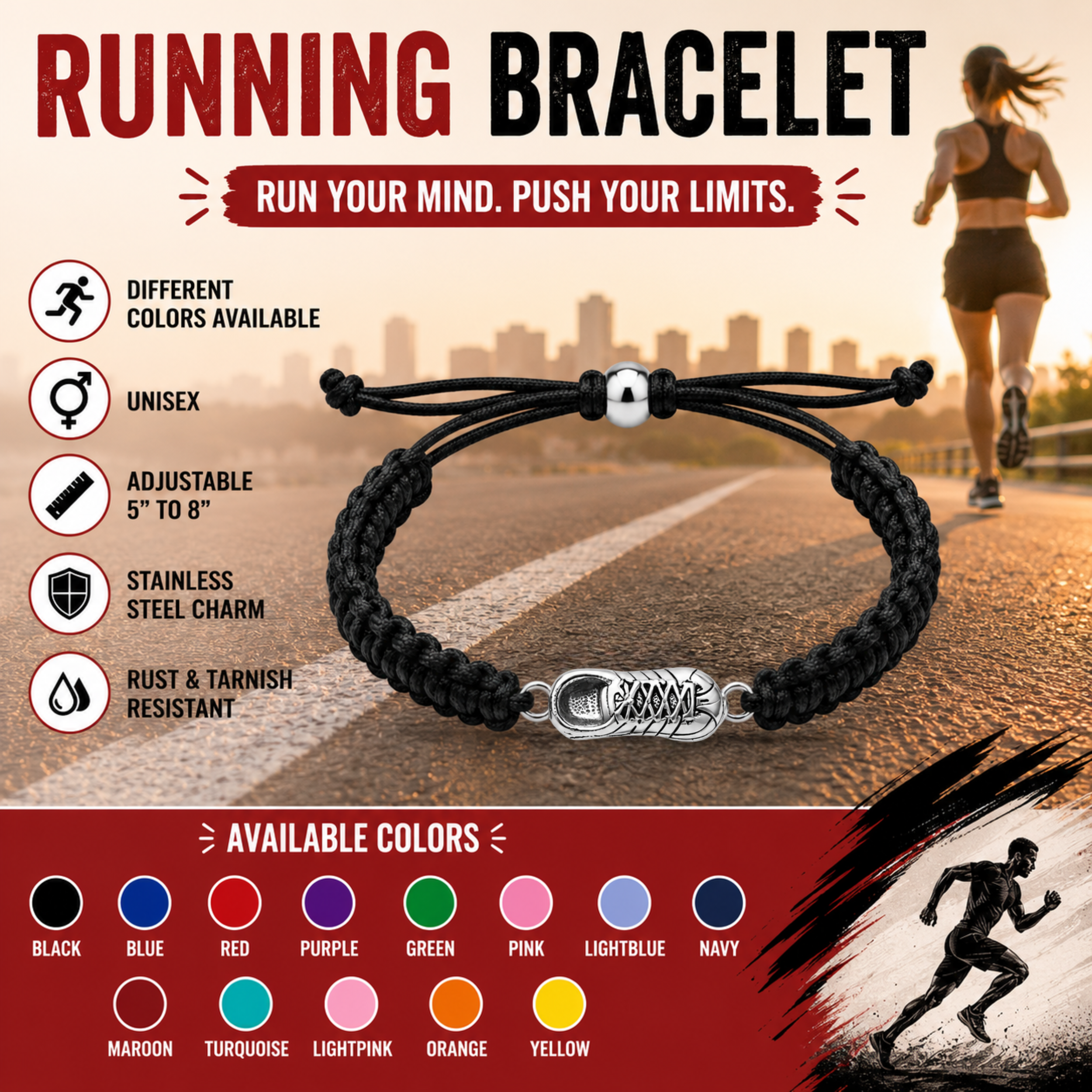 Runner Shoe Rope Bracelet - Pick Color