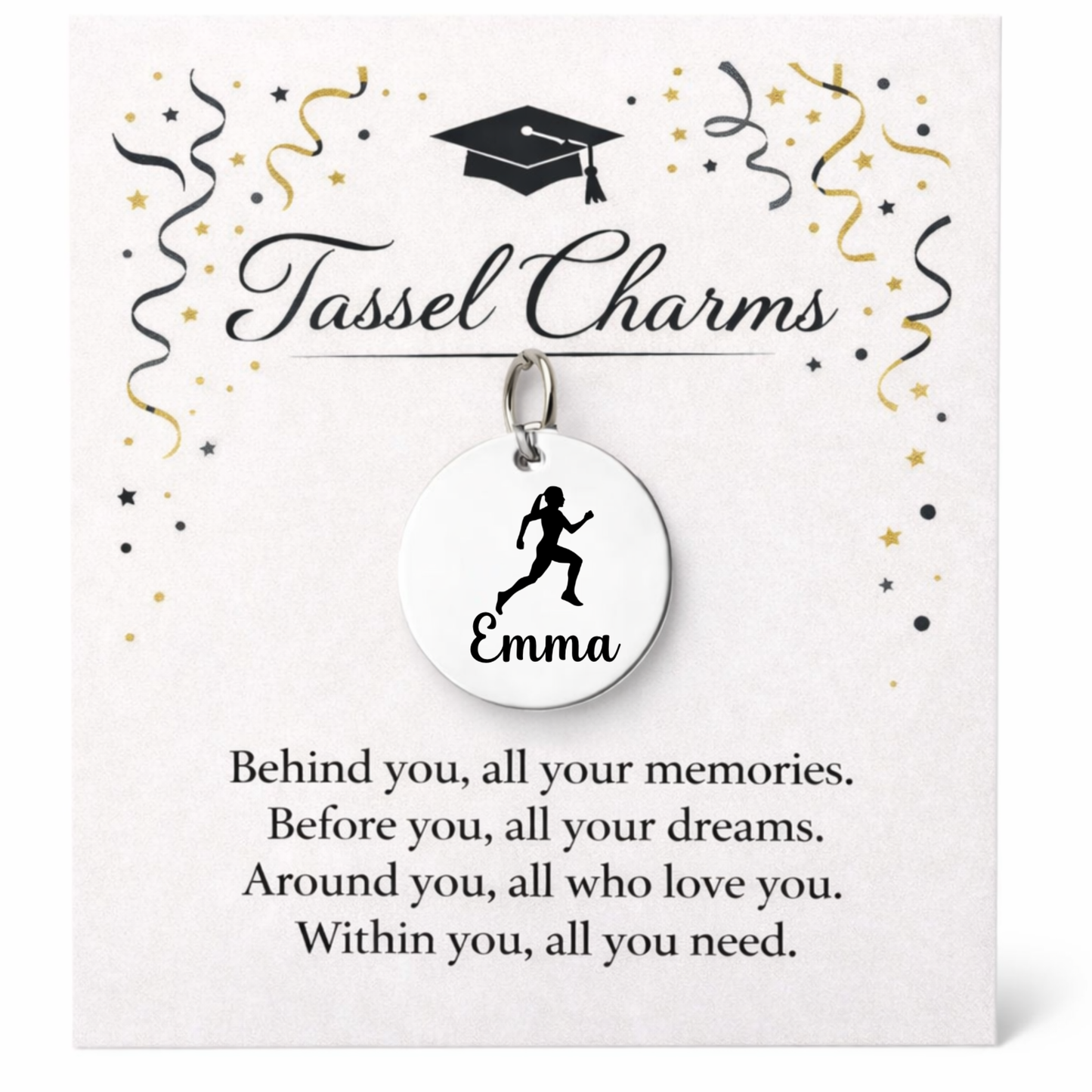 Running Engraved Tassel Charm