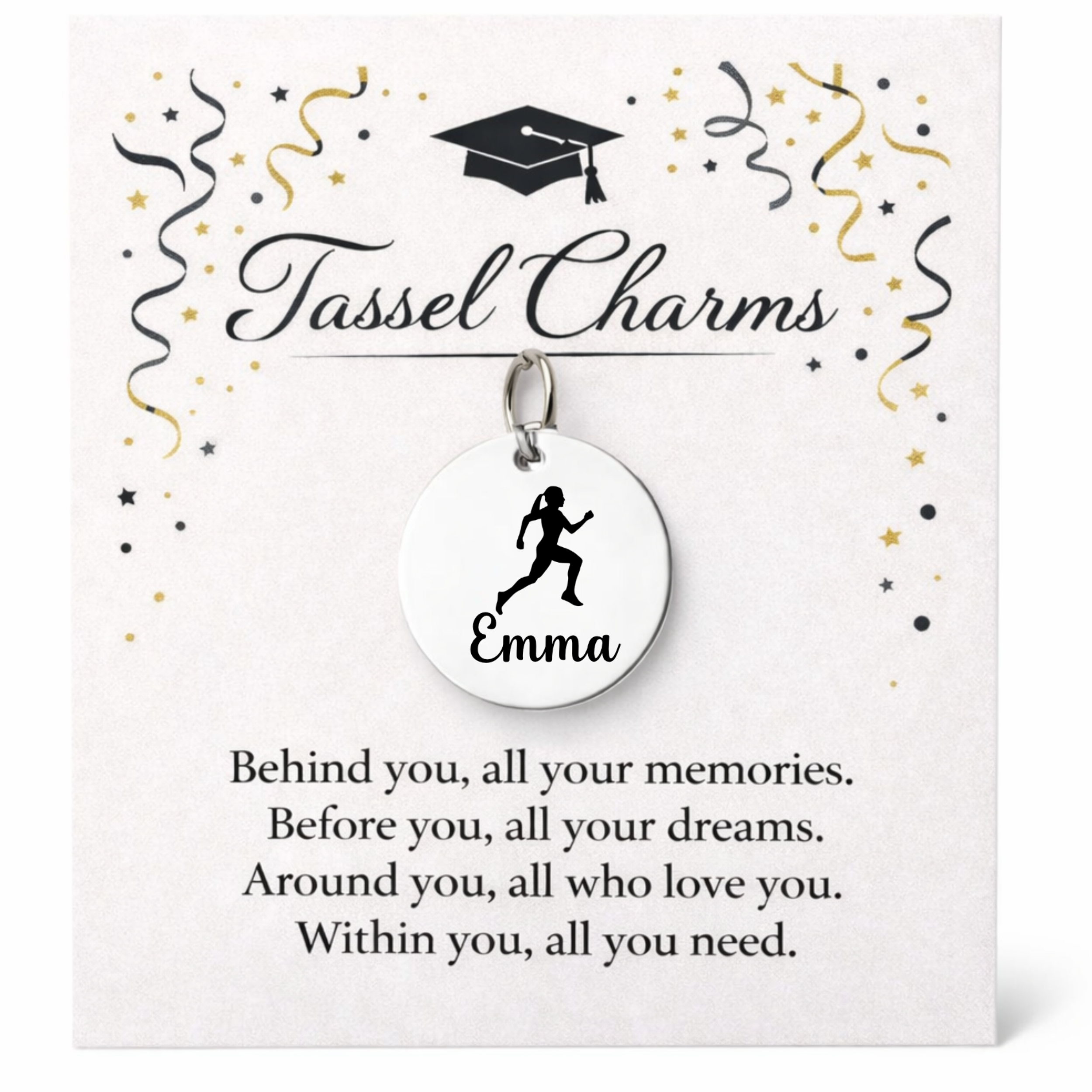 Running Engraved Tassel Charm