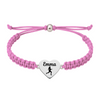 Light pink rope bracelet with personalized engraved runner charm