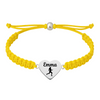 Yellow bracelet featuring personalized stainless steel heart with running icon