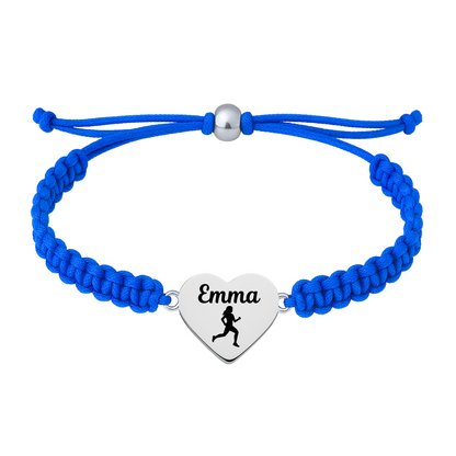 Royal blue bracelet with stainless steel heart charm and runner design