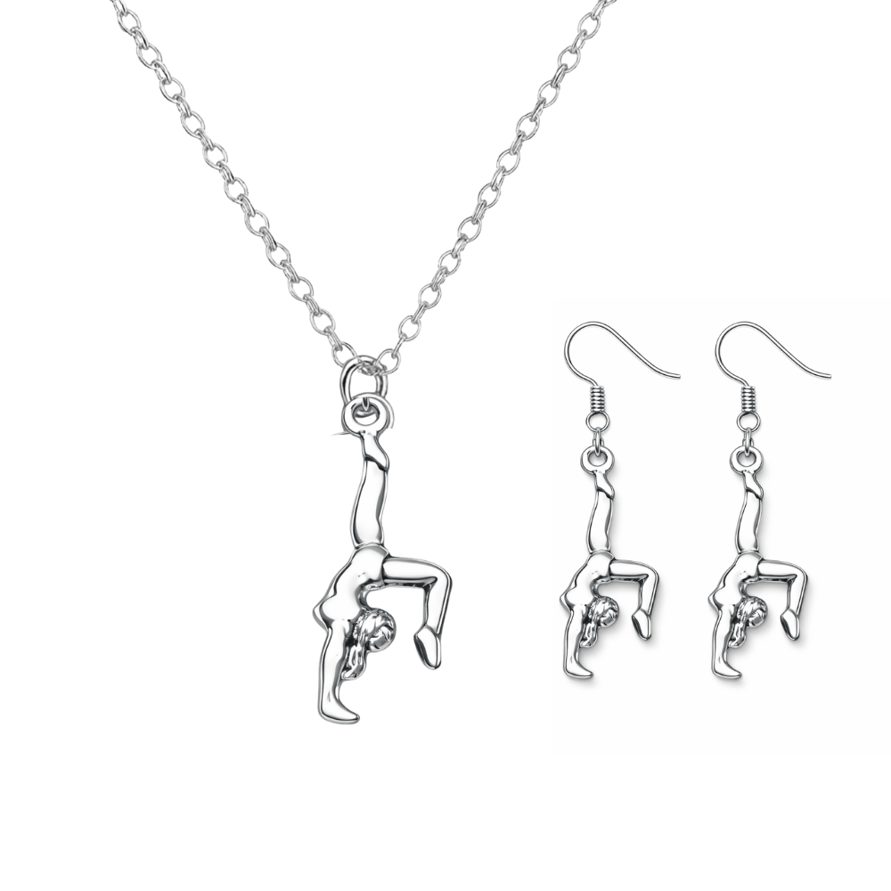 Gymnastics Necklace & Earrings Set