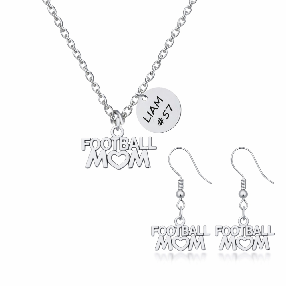 Personalized Football Mom Necklace Set