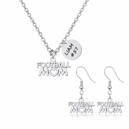 Personalized Football Mom Necklace Set