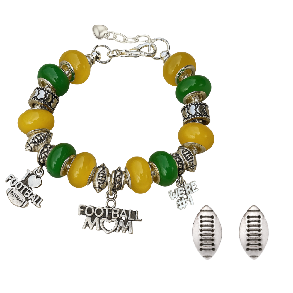Football Mom Beaded Bracelet and Earring Set