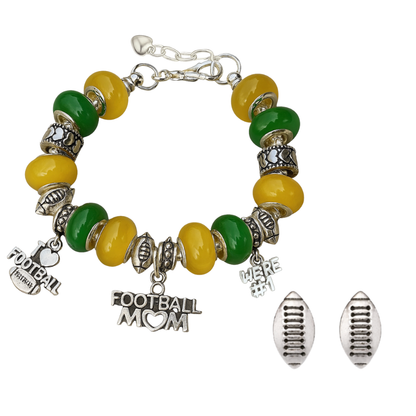 Football Mom Beaded Bracelet and Earring Set