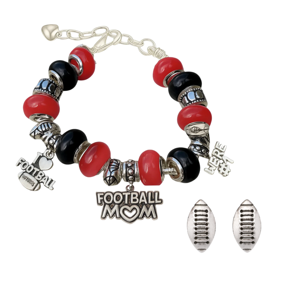 Football Mom Beaded Bracelet and Earring Set