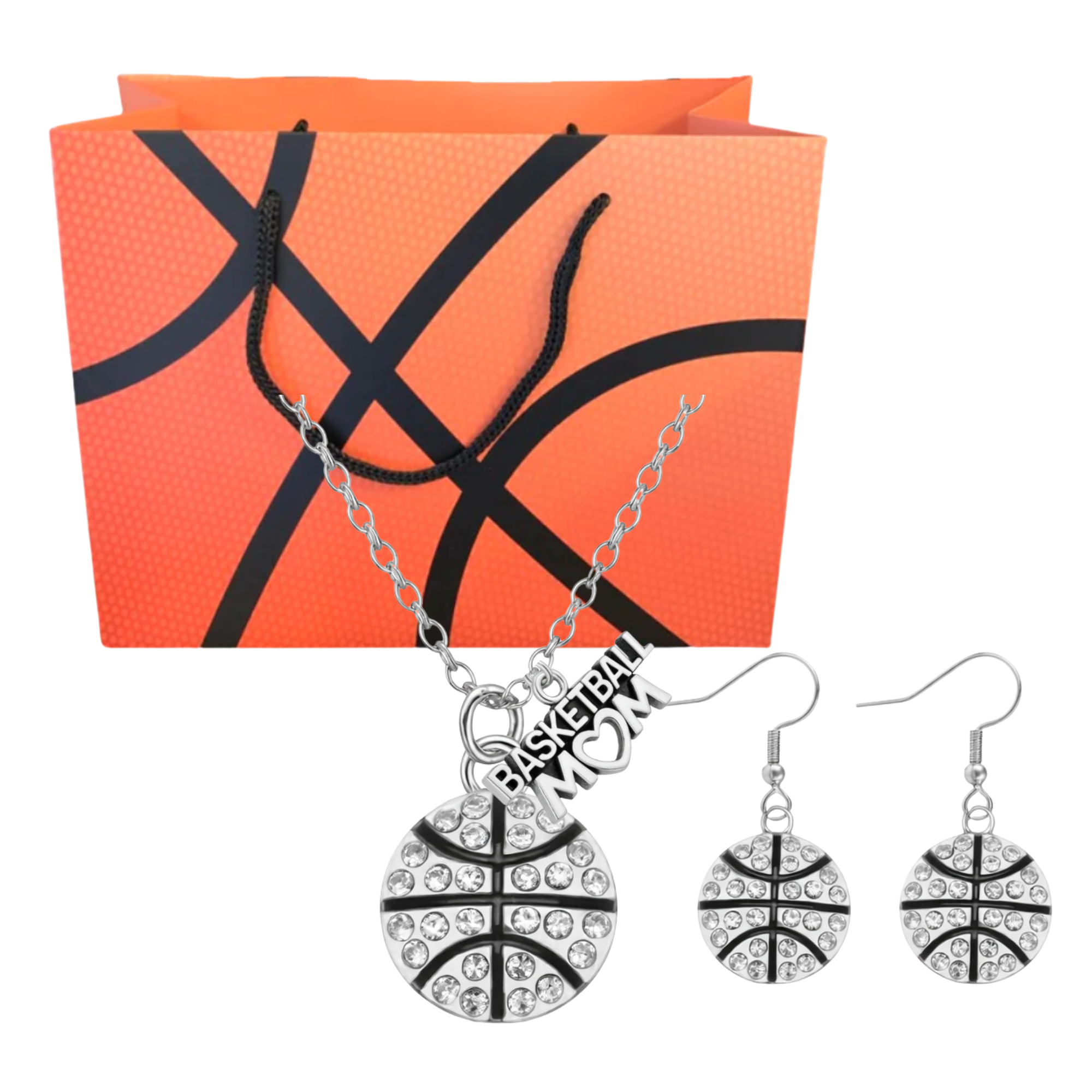 Basketball Mom Rhinestone Gift Set - Necklace & Earrings