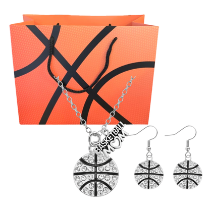 Basketball Mom Rhinestone Gift Set - Necklace & Earrings