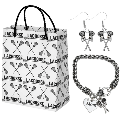 Lacrosse Mom Gift Set - Bracelet & Dangle Earrings with Gift Bag