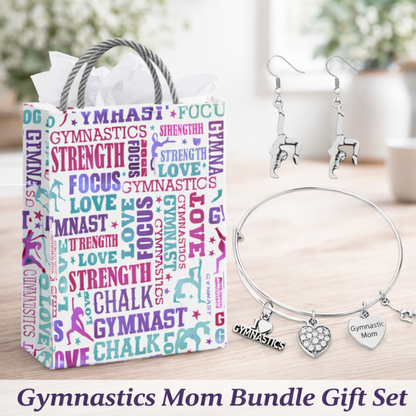 Gymnastics Mom Gift Set - Bangle & Dangle Earrings with Gift Bag