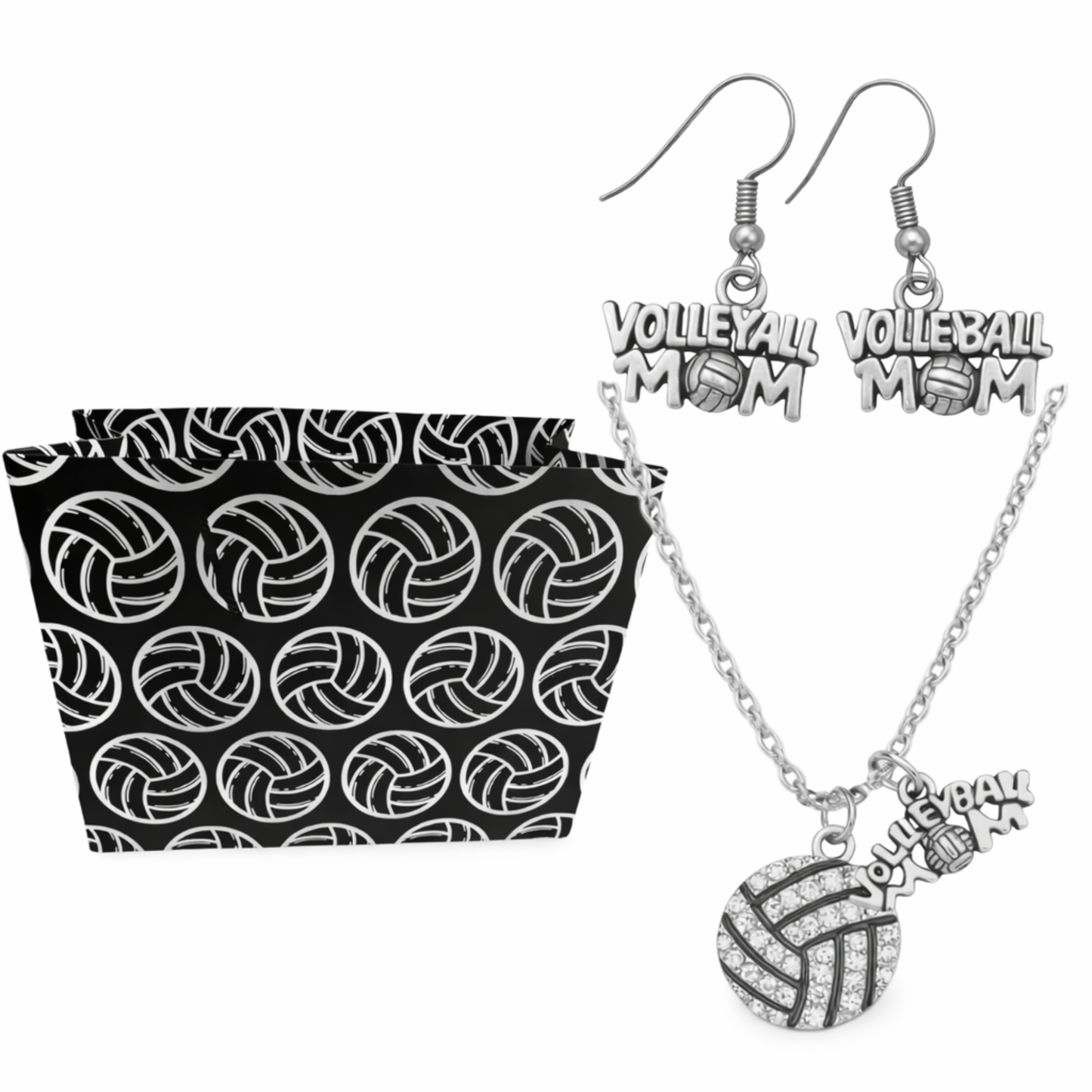 Volleyball Gift Set - Necklace & Dangle Earrings with Gift Bag