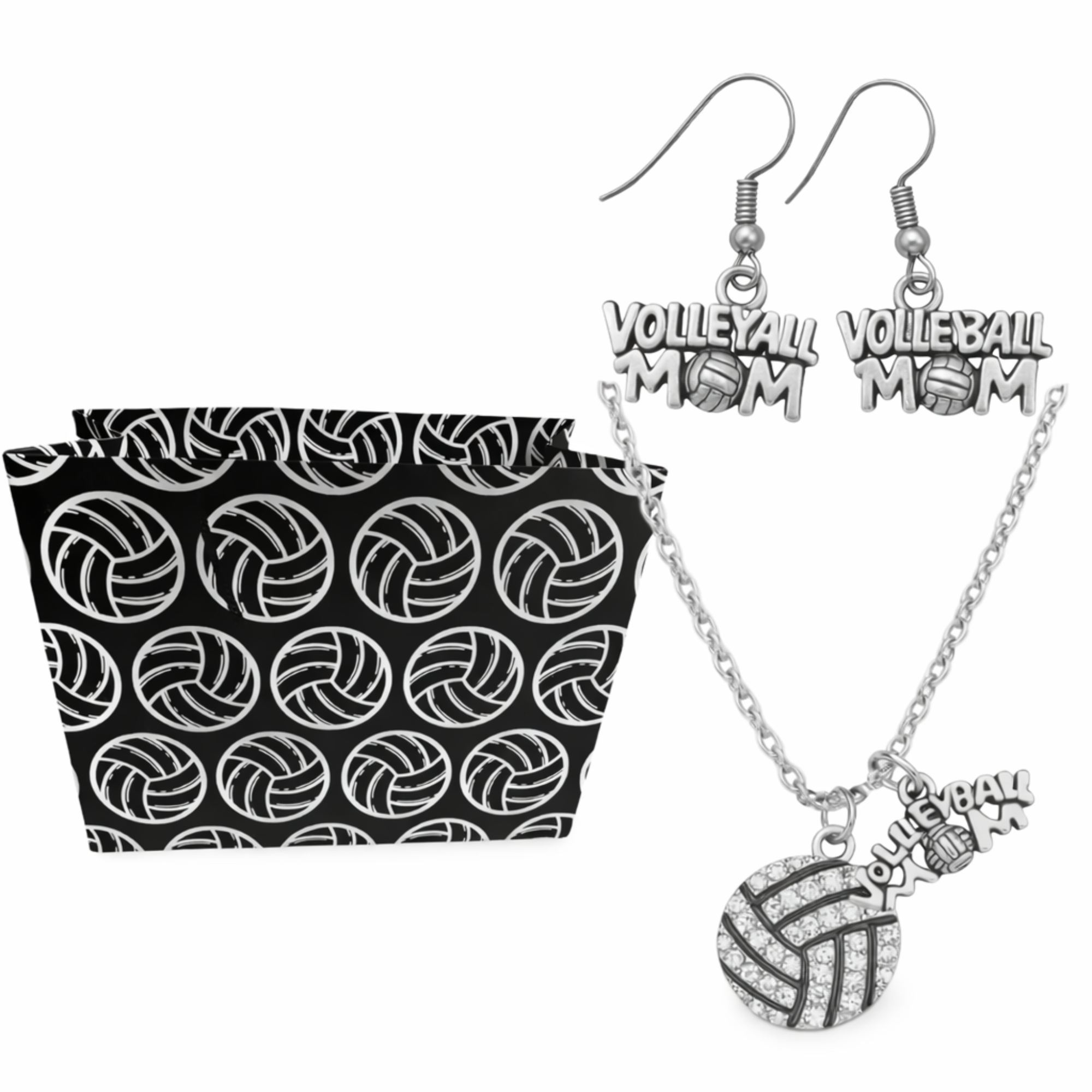 Volleyball Gift Set - Necklace & Dangle Earrings with Gift Bag