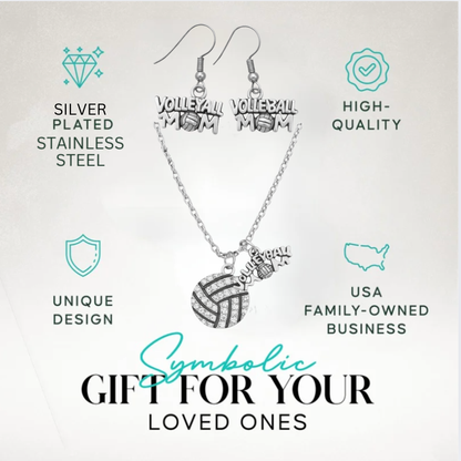 Volleyball Gift Set - Necklace & Dangle Earrings with Gift Bag