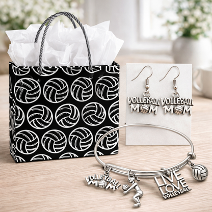 Volleyball Mom Gift Set - Bangle & Dangle Earrings with Gift Bag