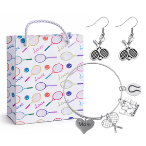 Tennis Mom Gift Set - Bangle & Dangle Earrings with Gift Bag