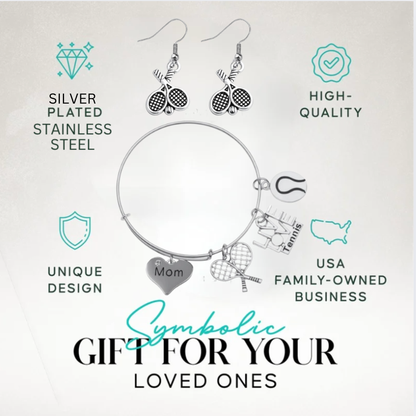 Tennis Mom Gift Set - Bangle & Dangle Earrings with Gift Bag
