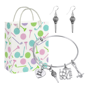 Golf Mom Gift Set - Bangle & Dangle Earrings with Gift Bag