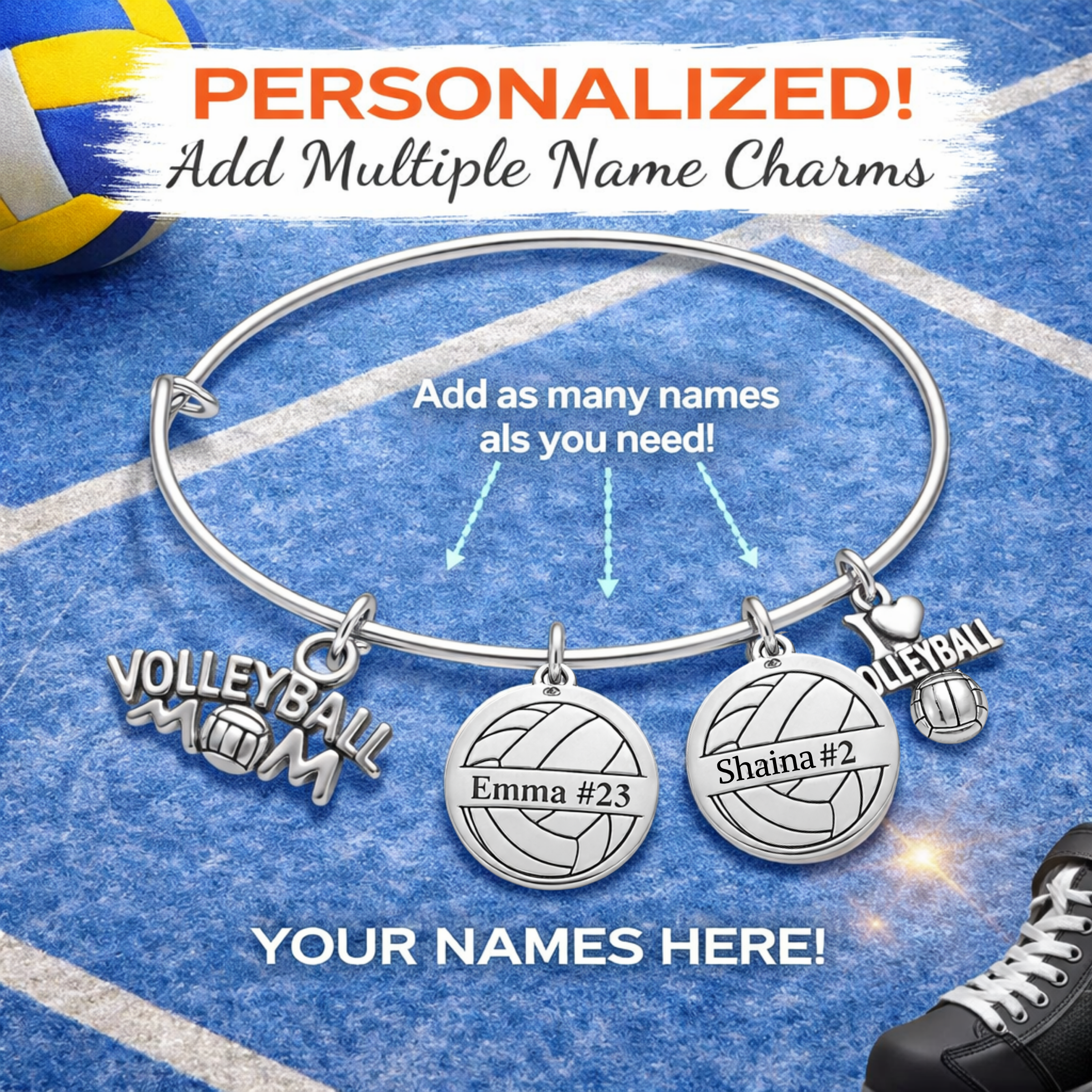 Personalized Volleyball Mom Bracelet