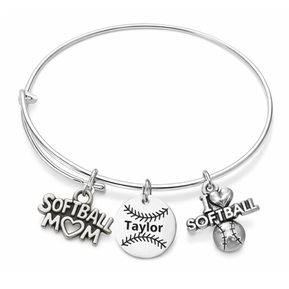 Personalized Softball Mom Bracelet