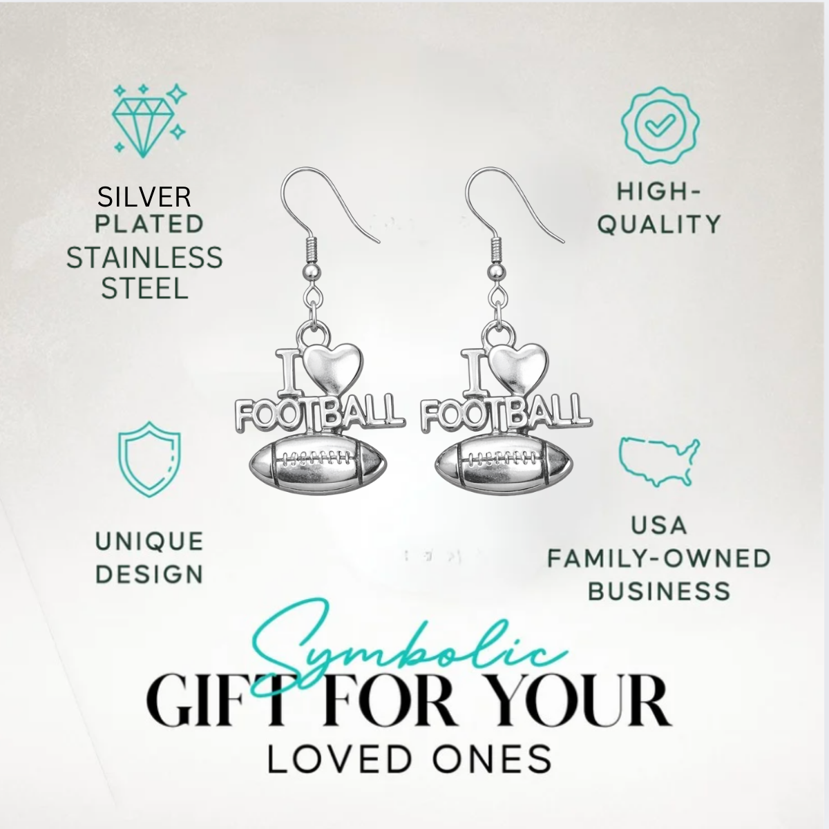 I Love Football Dangle Earrings