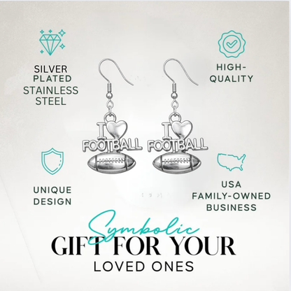 I Love Football Dangle Earrings