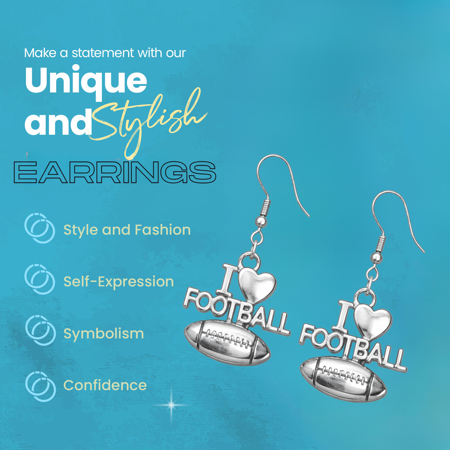 I Love Football Dangle Earrings