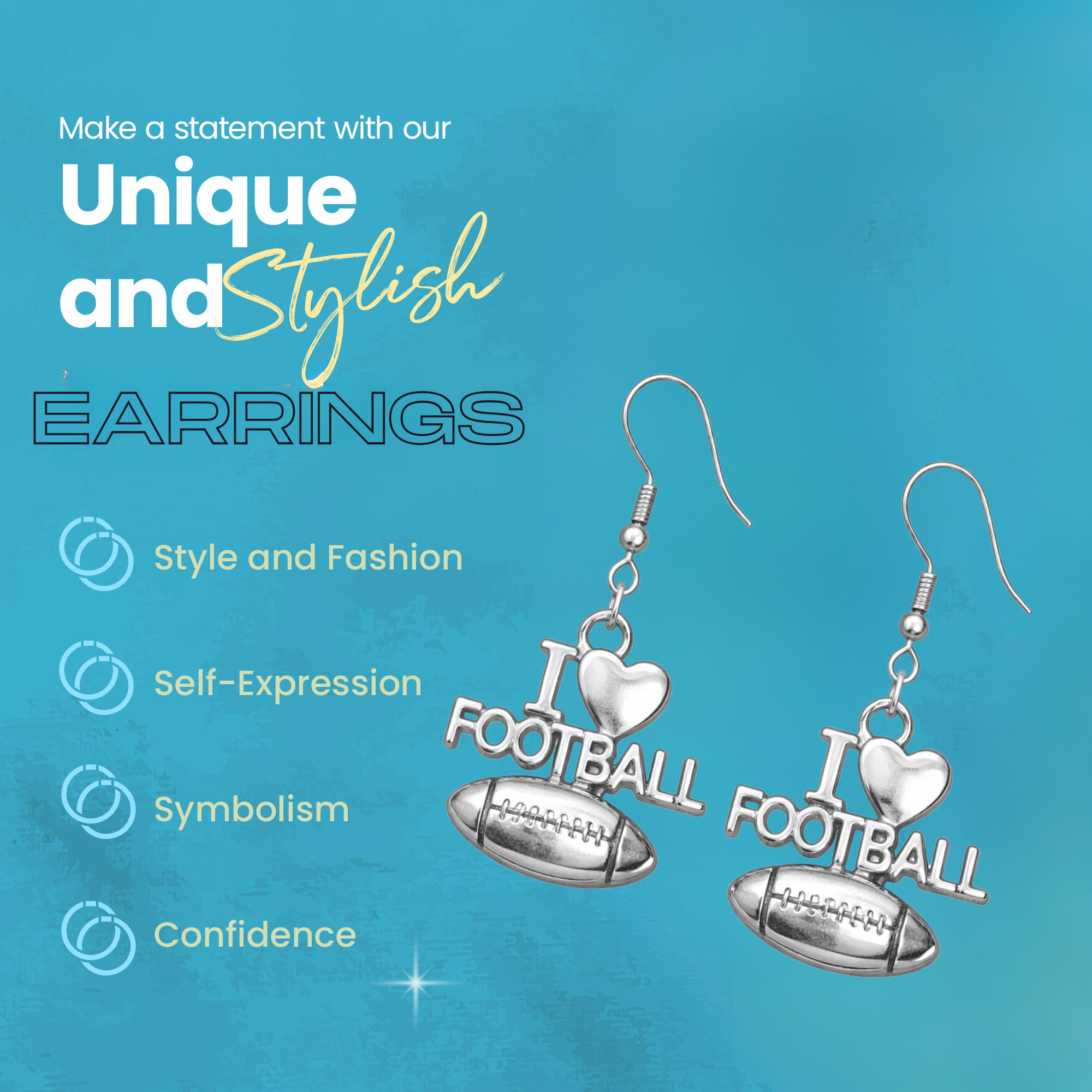 I Love Football Dangle Earrings
