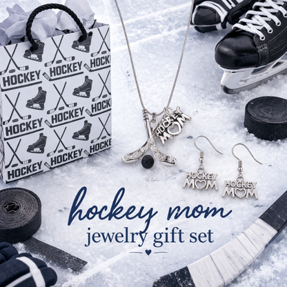 Hockey Mom Necklace & Earring Gift Set