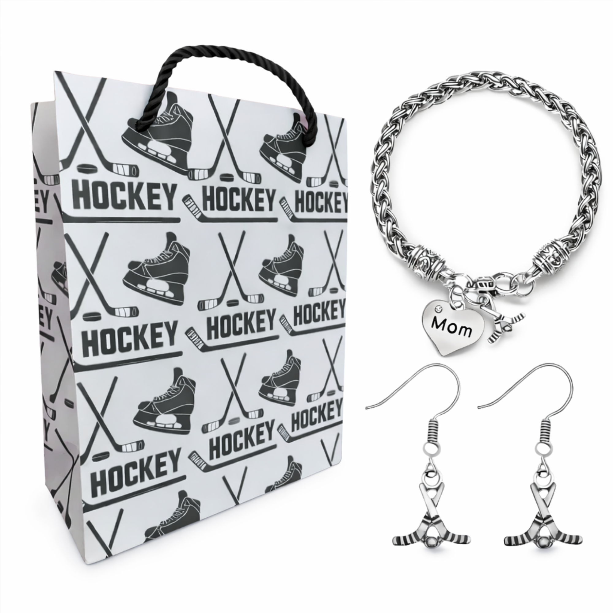 Hockey Mom Bracelet & Earrings Set