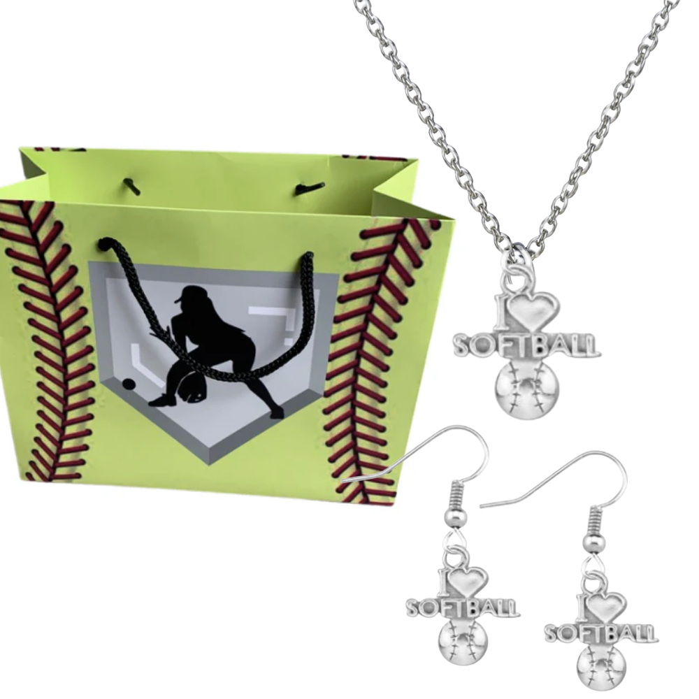 Softball Jewelry Set - Necklace & Earrings