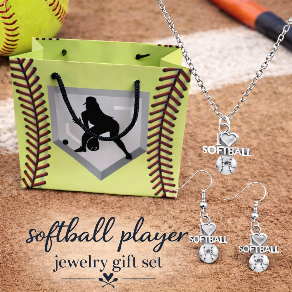 Softball Jewelry Set - Necklace & Earrings