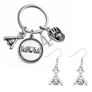 Softball Mom Gift Set - Personalized Keychain & Earrings