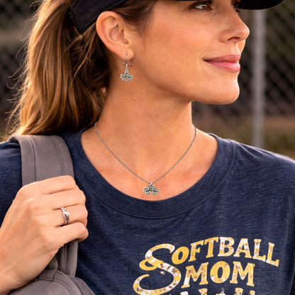 Softball Mom Jewelry Set - Necklace & Earrings