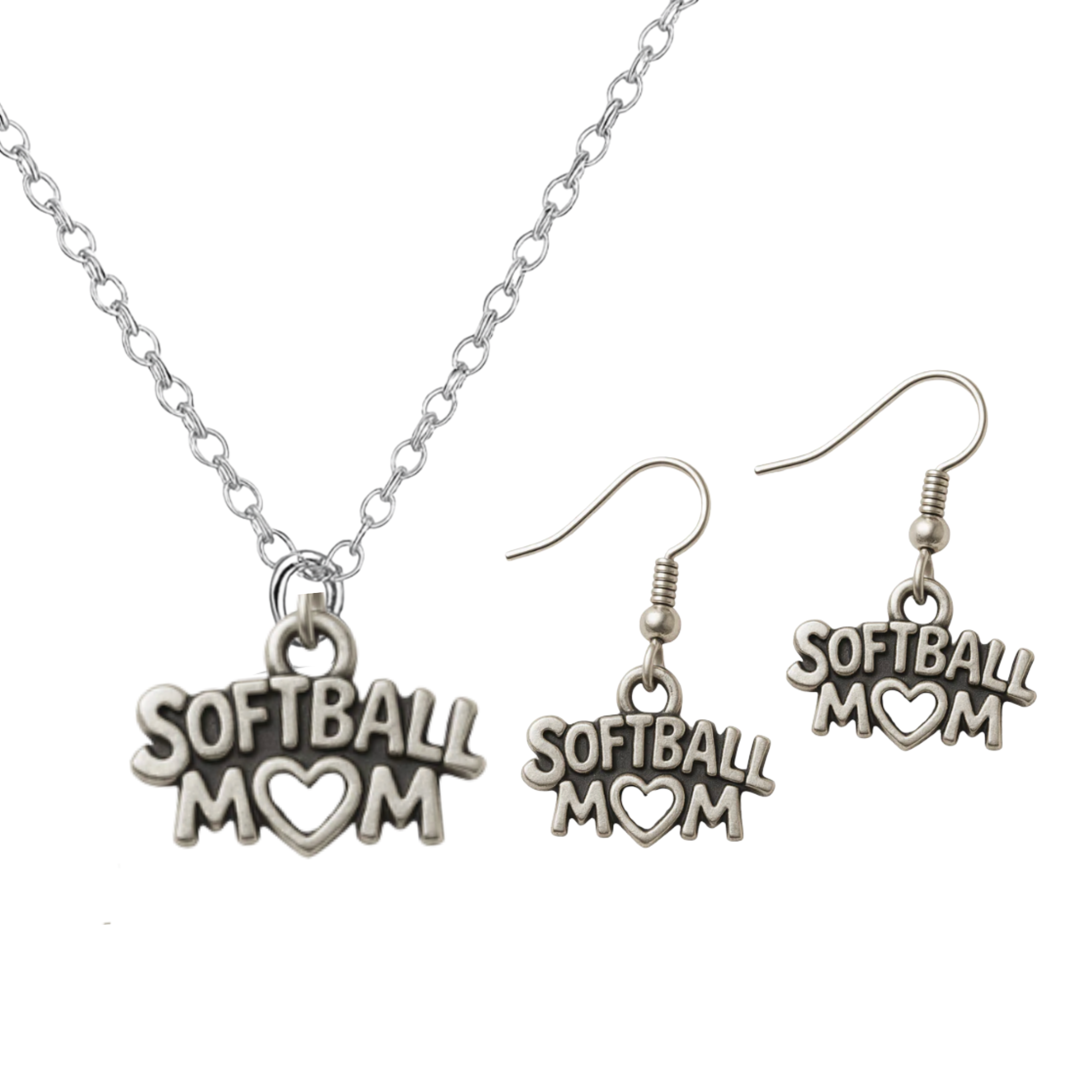 Softball Mom Jewelry Set - Necklace & Earrings
