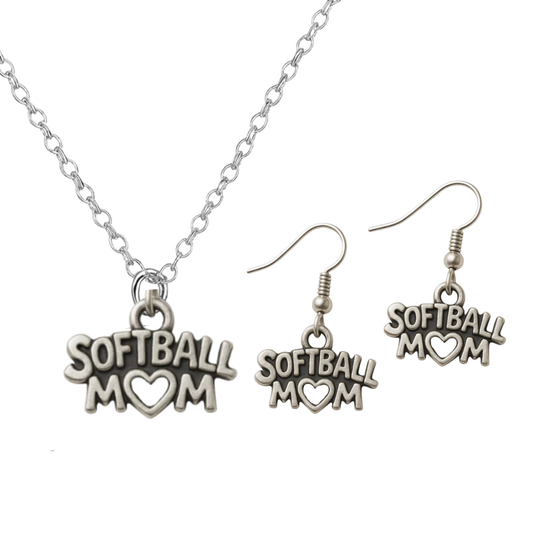 Softball Mom Jewelry Set - Necklace & Earrings