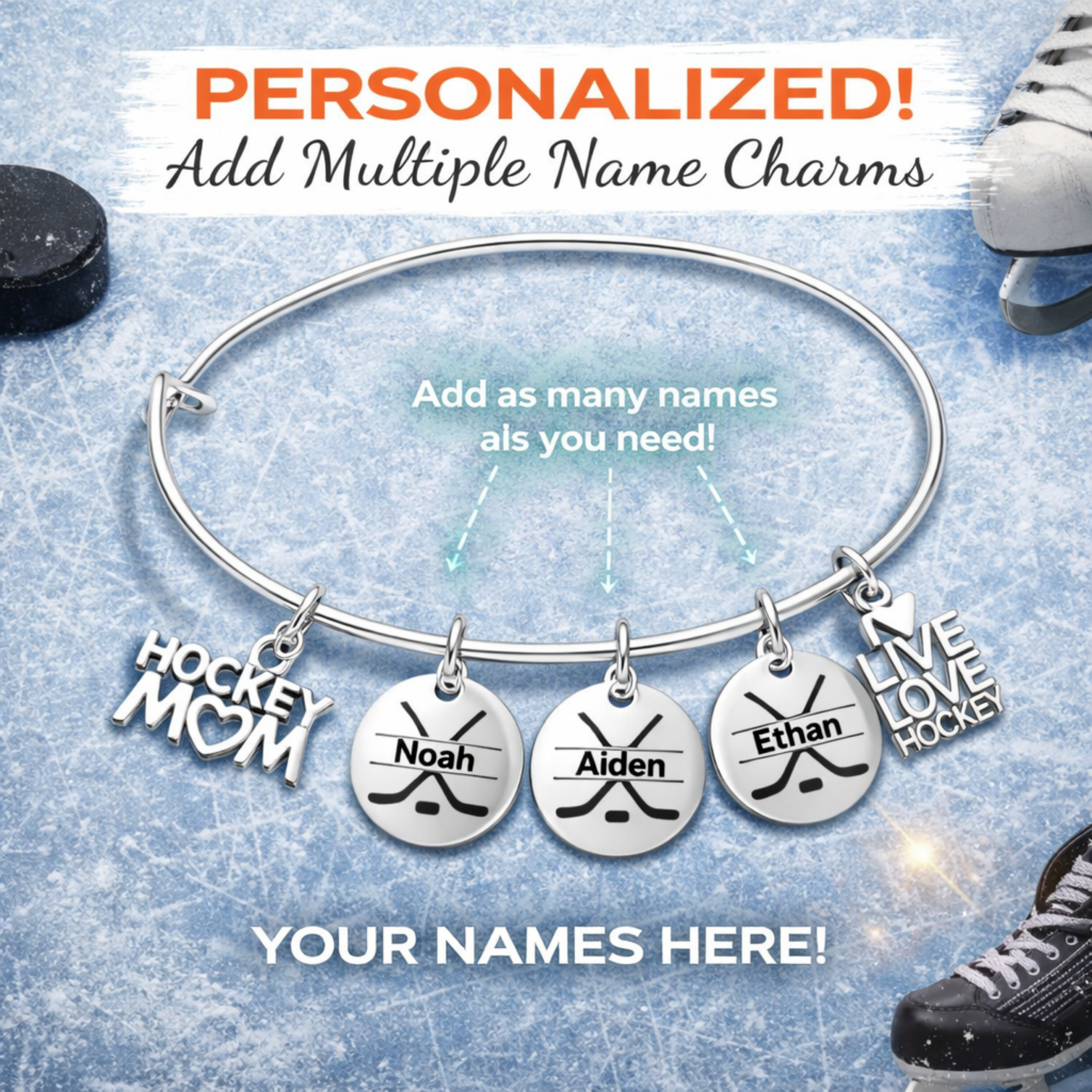 Personalized Hockey Mom Bracelet