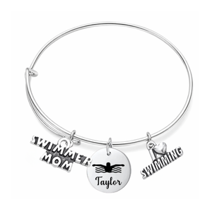 Personalized Swimmer Mom Bracelet