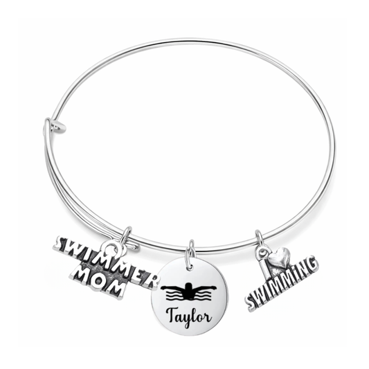 Personalized Swimmer Mom Bracelet
