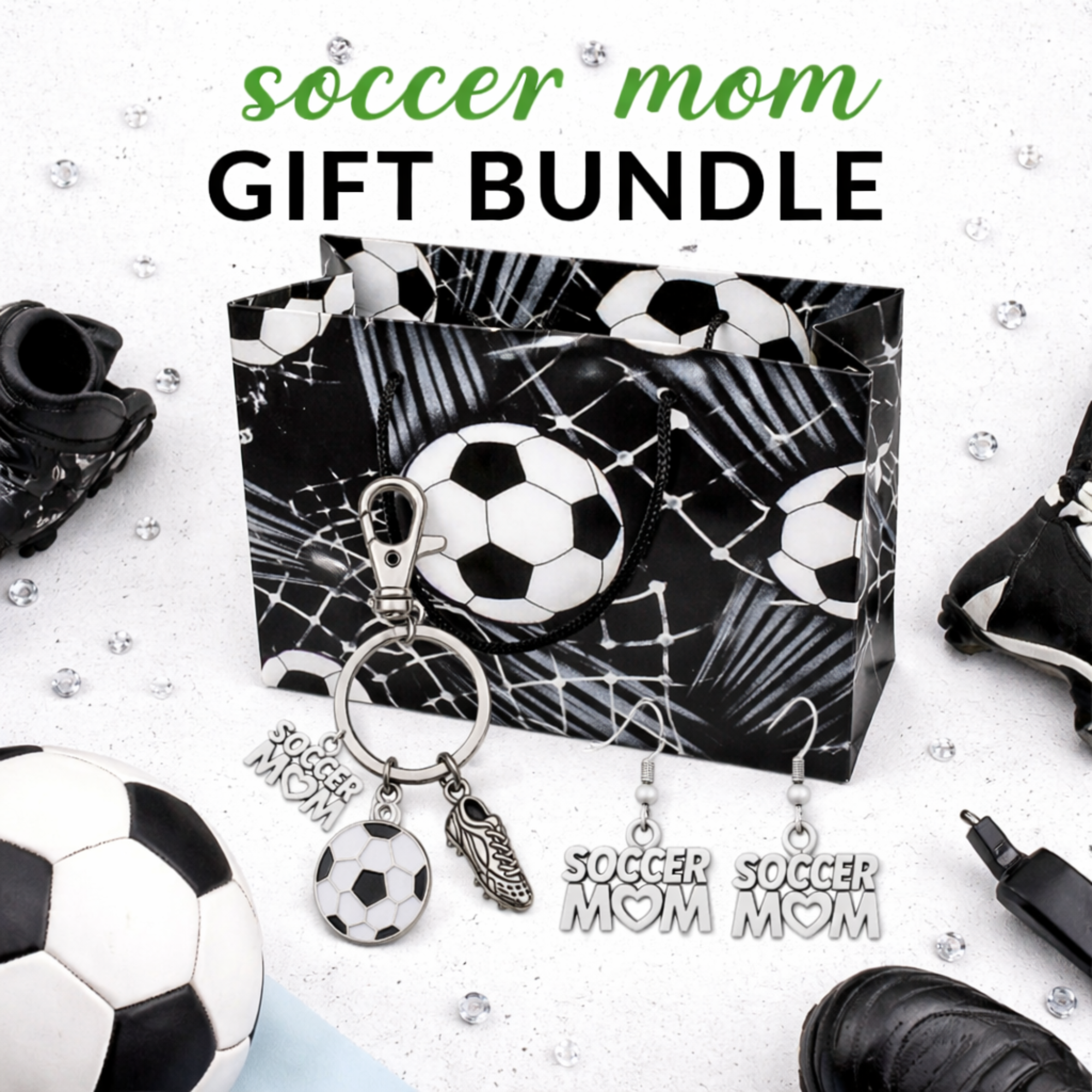 Soccer Mom Gift Bundle - Keychain & Earrings