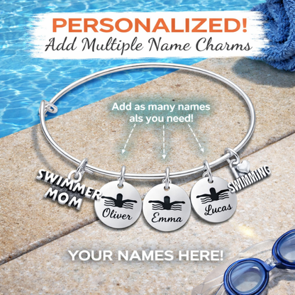 Personalized Swimmer Mom Bracelet