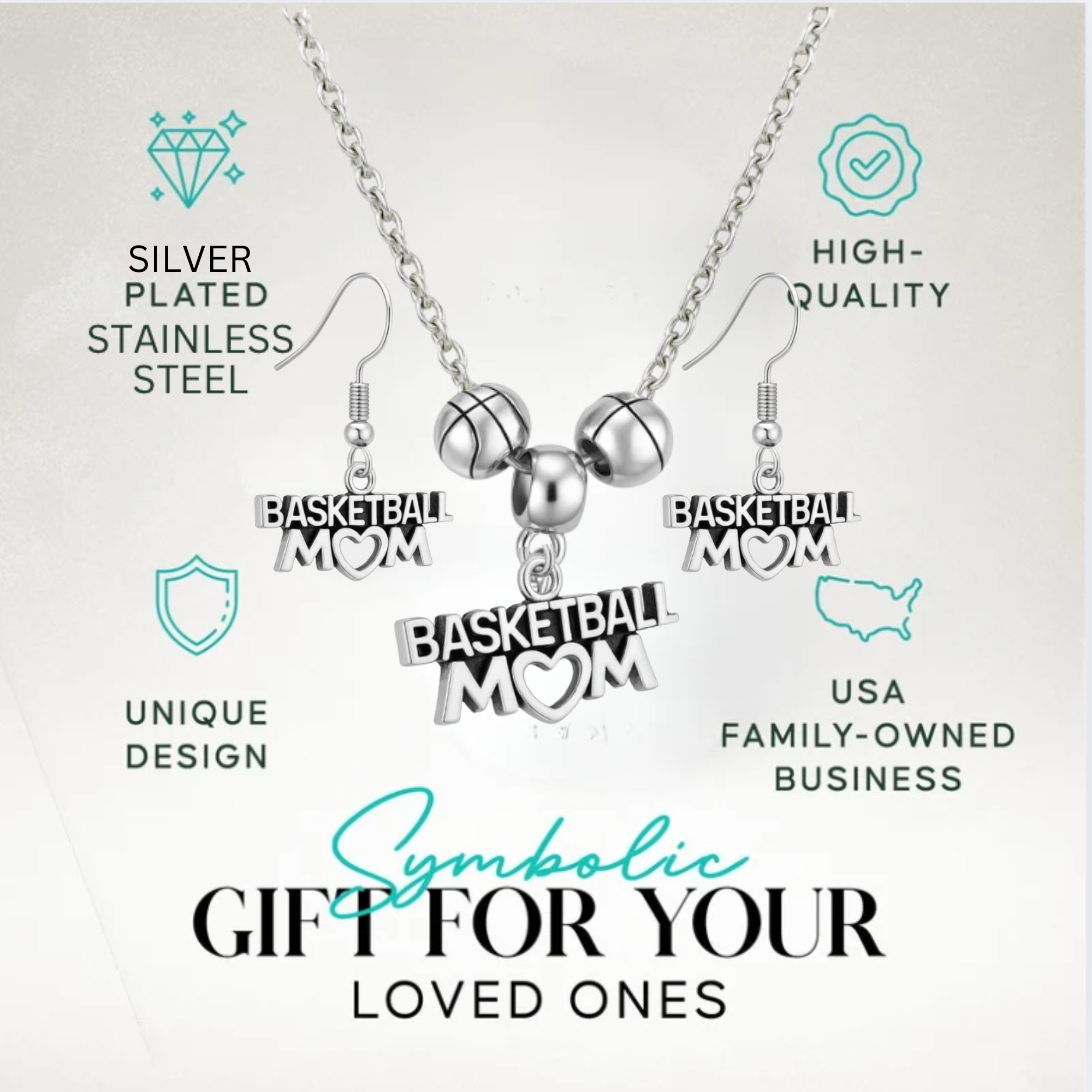 Basketball Mom Gift Set - Necklace & Earrings