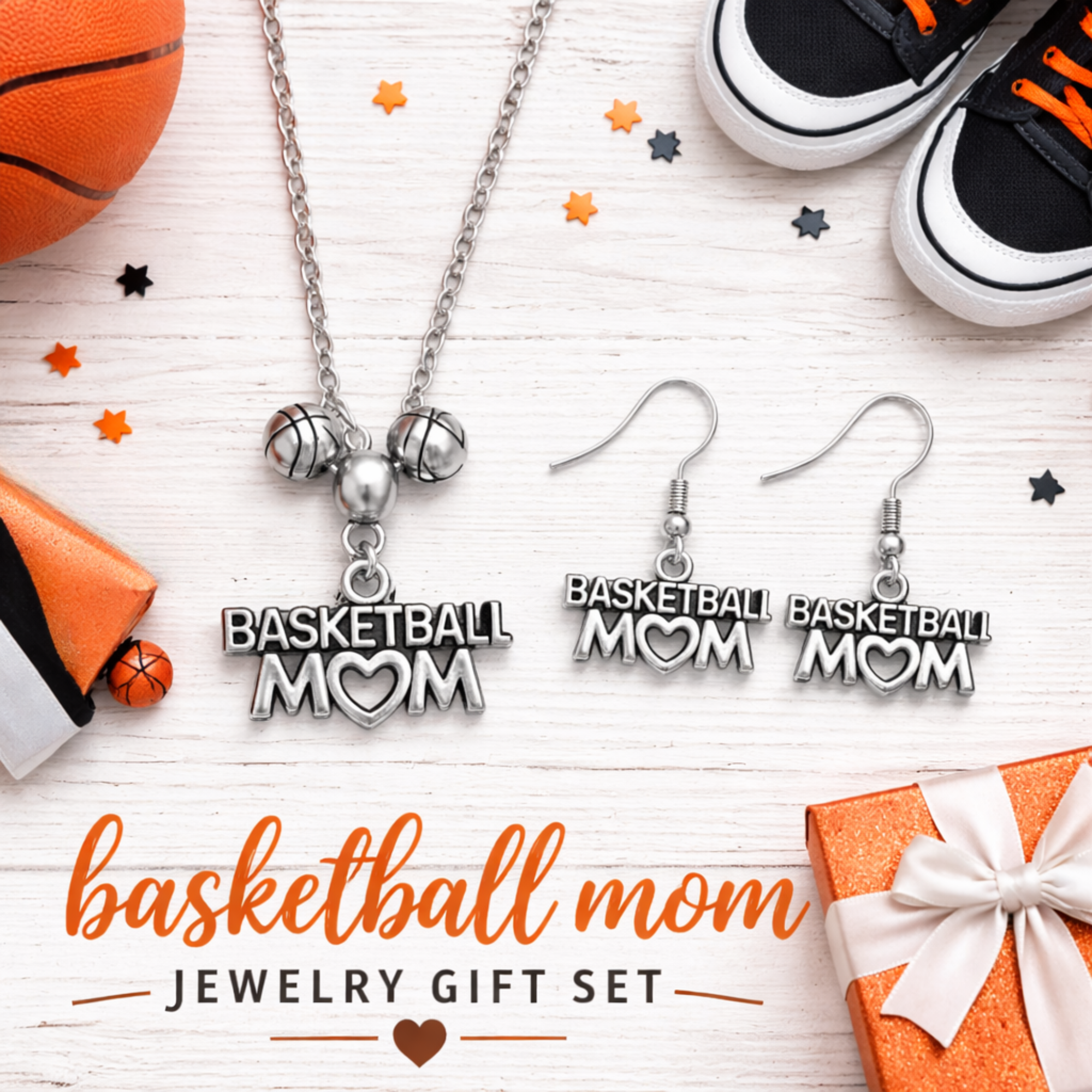 Basketball Mom Gift Set - Necklace & Earrings